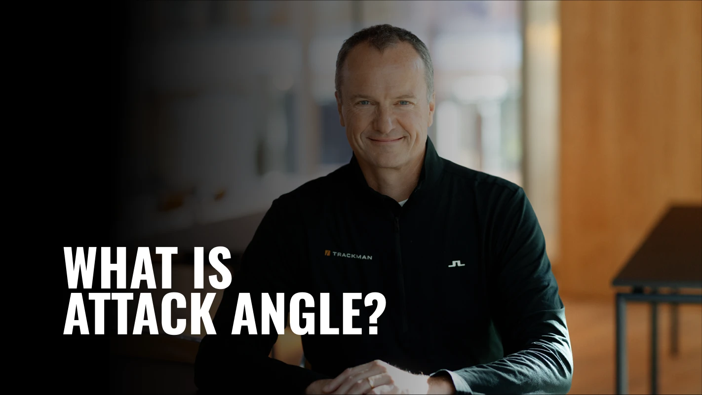 Fredrik Tuxen in a black jacket with a logo, sitting and smiling, with the text "WHAT IS ATTACK ANGLE?" on the left side.